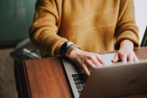 woman at computer typing